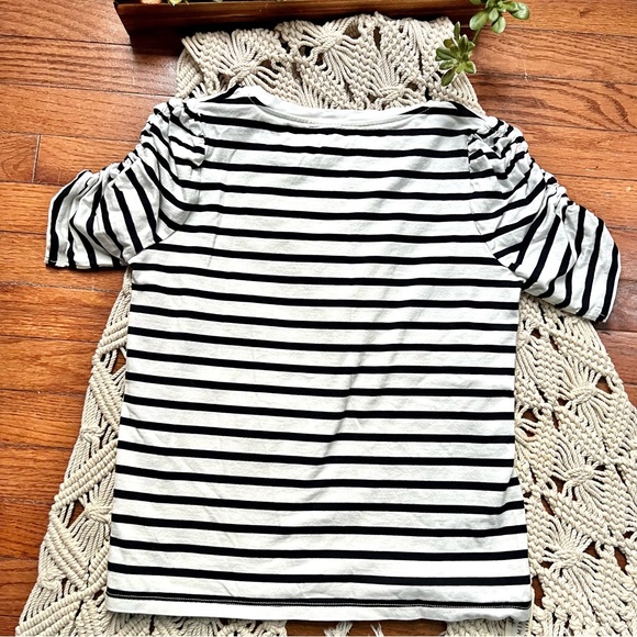 kate spade | Rouched Sleeve Striped Tee - Picture 7 of 7